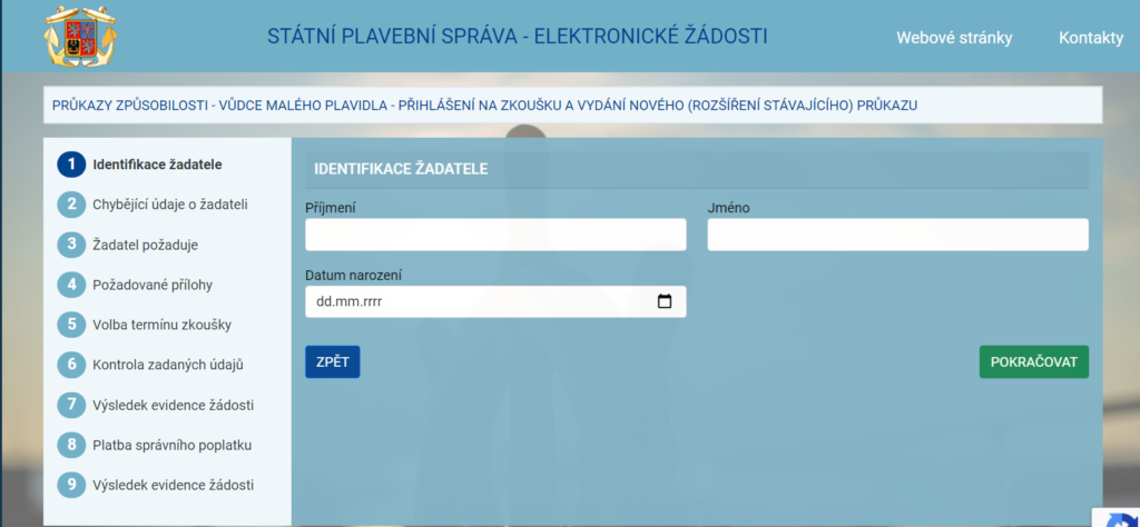 Elektronická žádost o průkaz VMP (řidičák na loď)